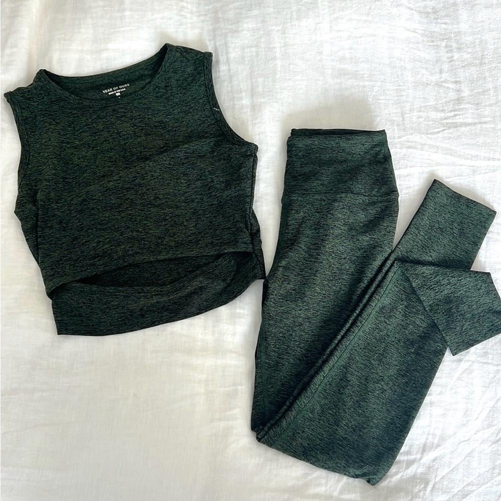 YEAR OF OURS 2 Piece Workout Set - Forest Green Nikki Bra and Leggings XS / S