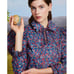 Horror Vacui | Coco Ruffle Floral Print Liberty Cotton Blouse Top Scallop Trim S