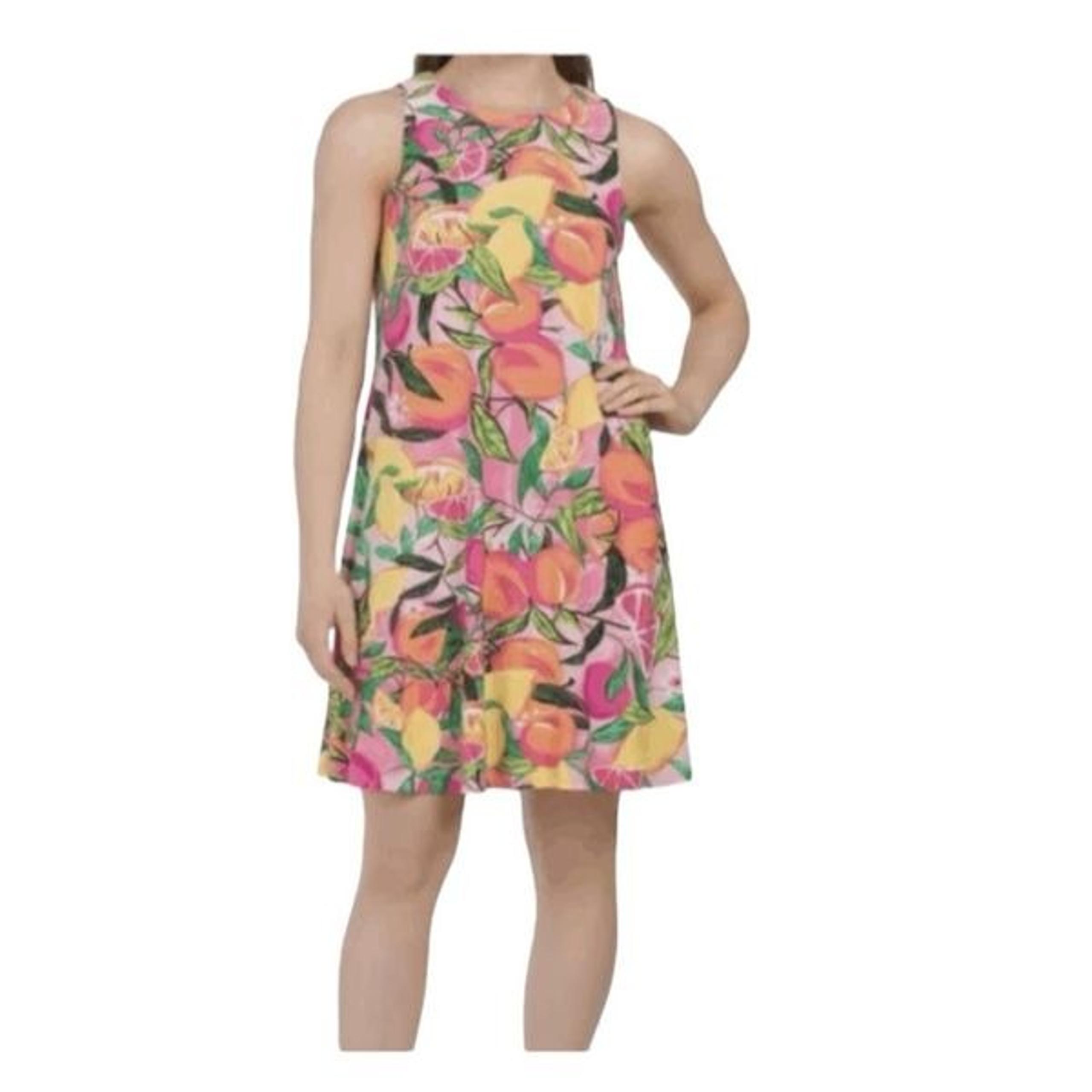Pappagallo Tropical Pink Gwen Peachy Keen Print Shift Mini Dress M