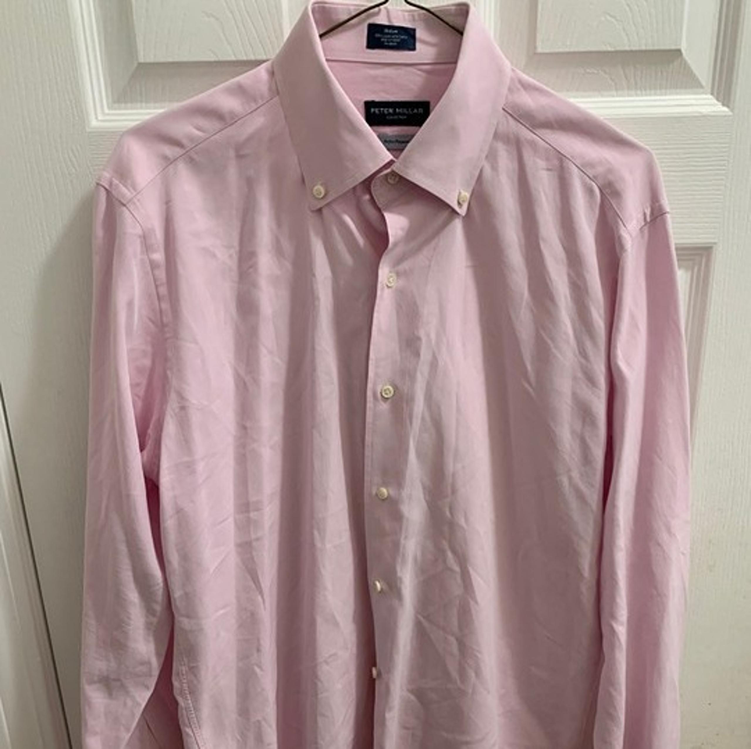 Peter Millar Men's Pink Long Sleeve Drees Shirt