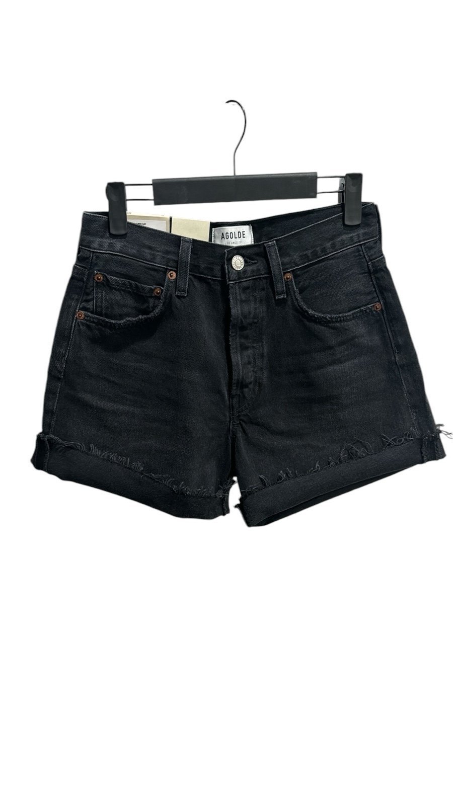 NWT Agolde Parker loose fit cuff black summer vacation shorts in Lucid size 24