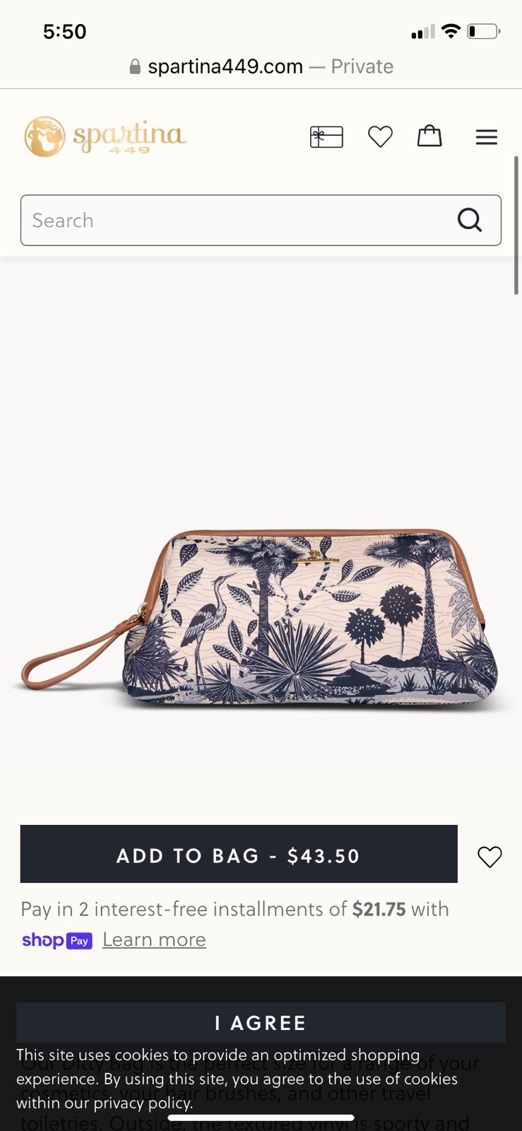 Spartina 449 Ashley Ditty Blue white cosmetic bag