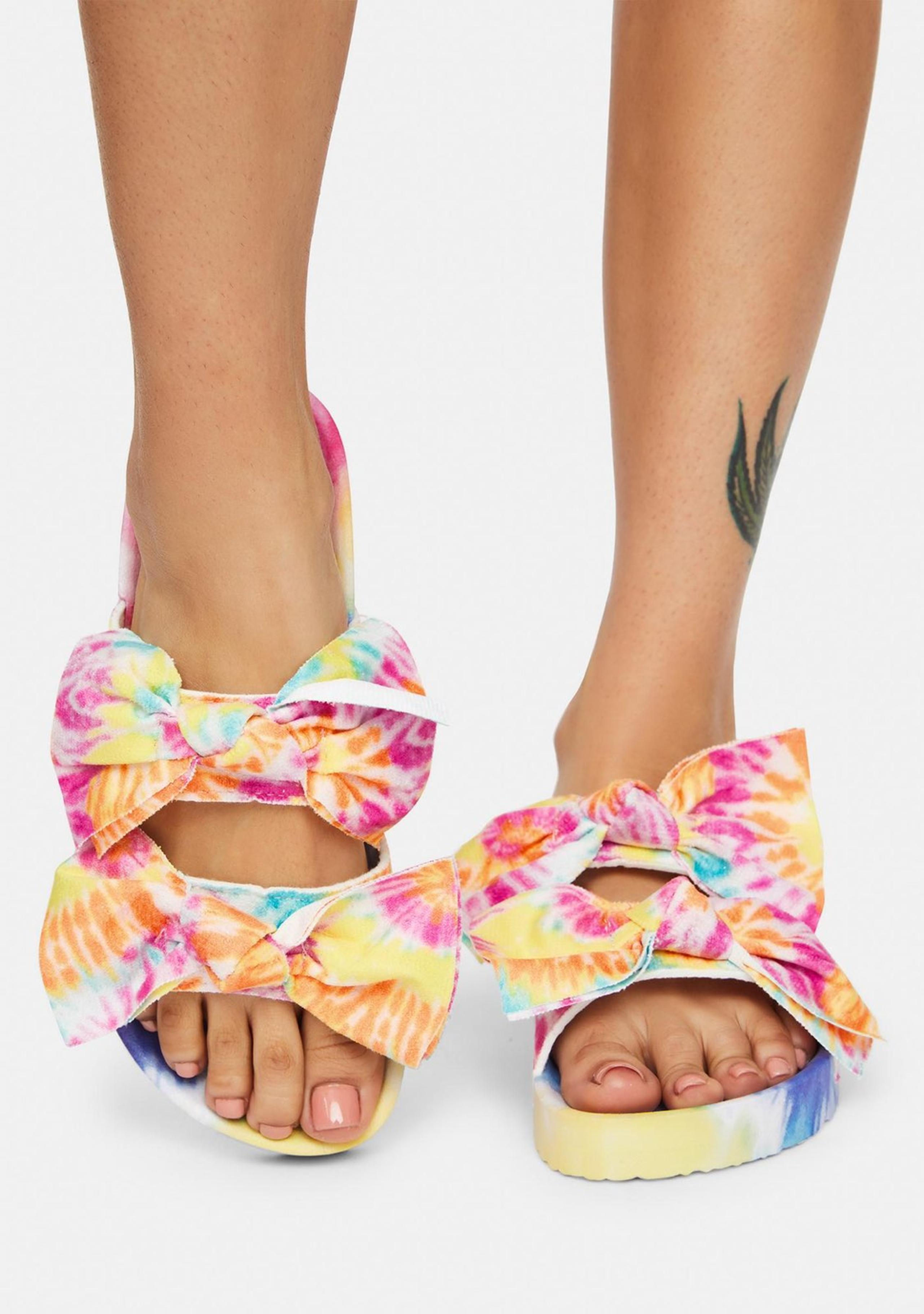 TieDye Bow Slide Sandals Size 8 Dollskill