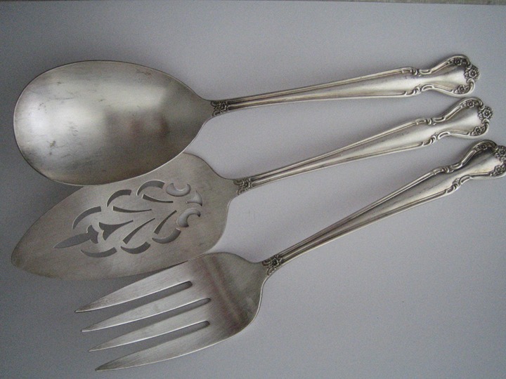 Rogers Bros Spoon Fork Pie Server Set Daybreak-Elegant Lady Silver plate
