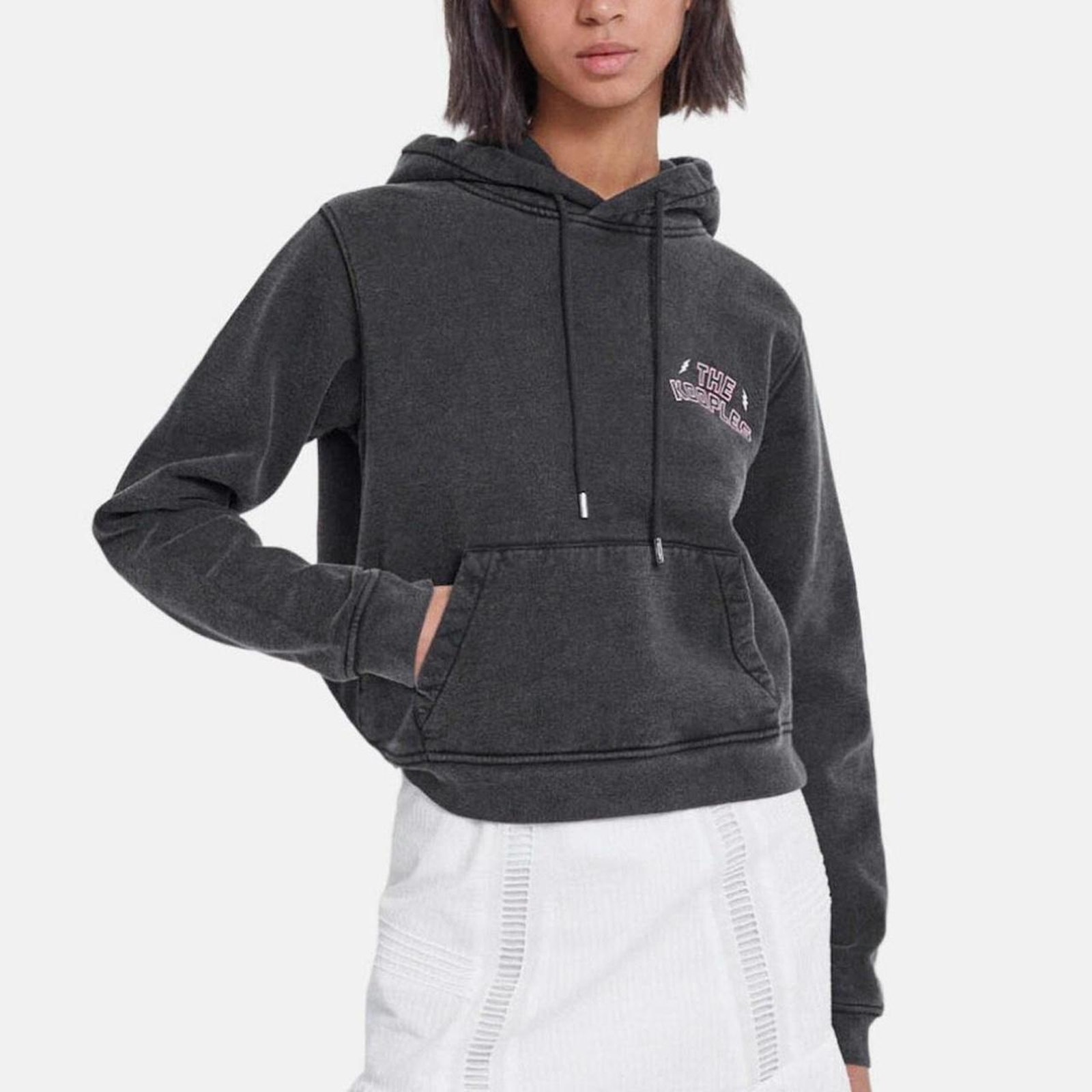 The Kooples Black Cropped Graphic Hoodie Size S / 2 NWT 250
