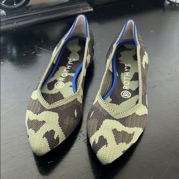 Rothy's The Point Green Camouflage Women's Flats