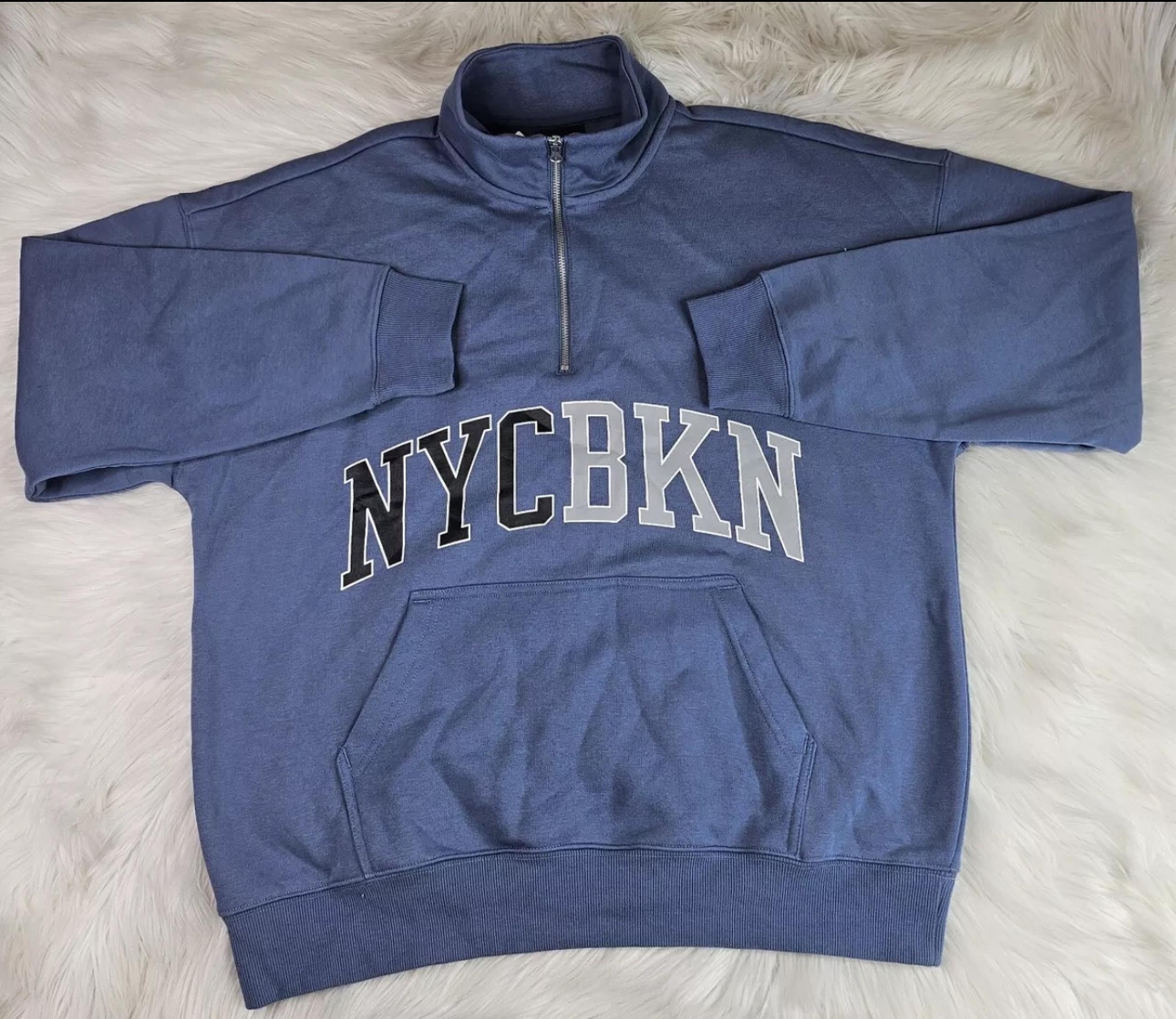 Men’s H&M Sweatshirt Blue Sweater Oversized Pullover Brooklyn NYC Relaxed NWT
