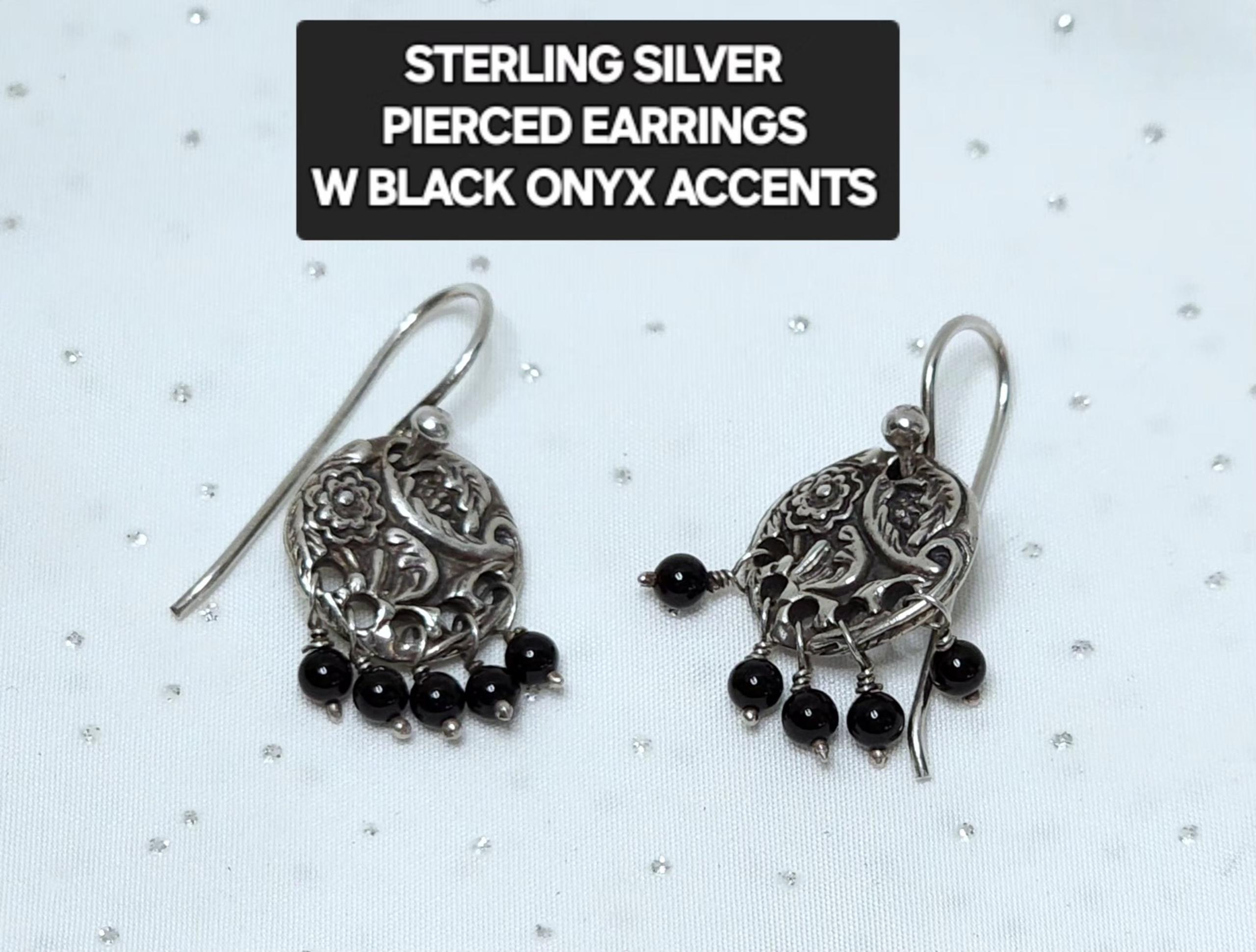 Barse Sterling Silver Black Onyx Pierced Earrings