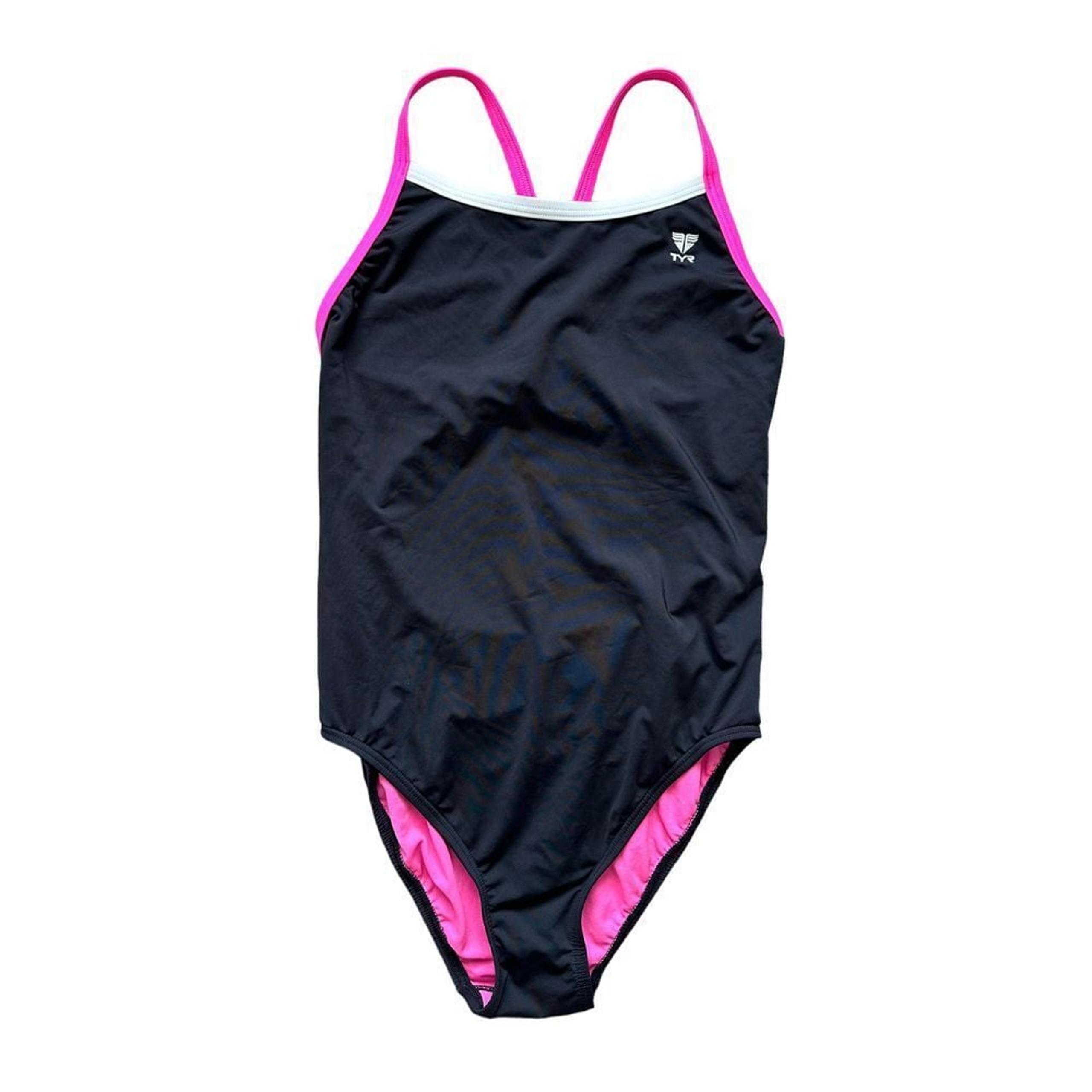 TYR One Piece Women's Swimsuit Black/Pink Size 40/XL Diamondfit Durafast Keyhole