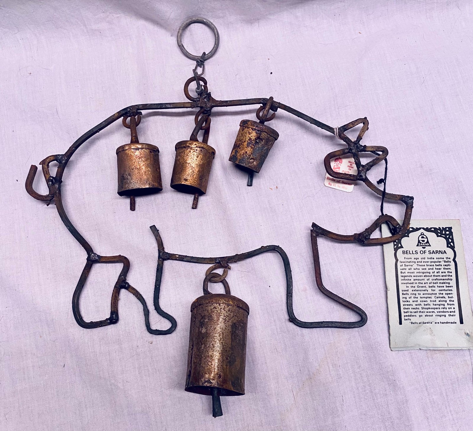 Antique Bells of Sarna Brass Pig Chime with original tags!