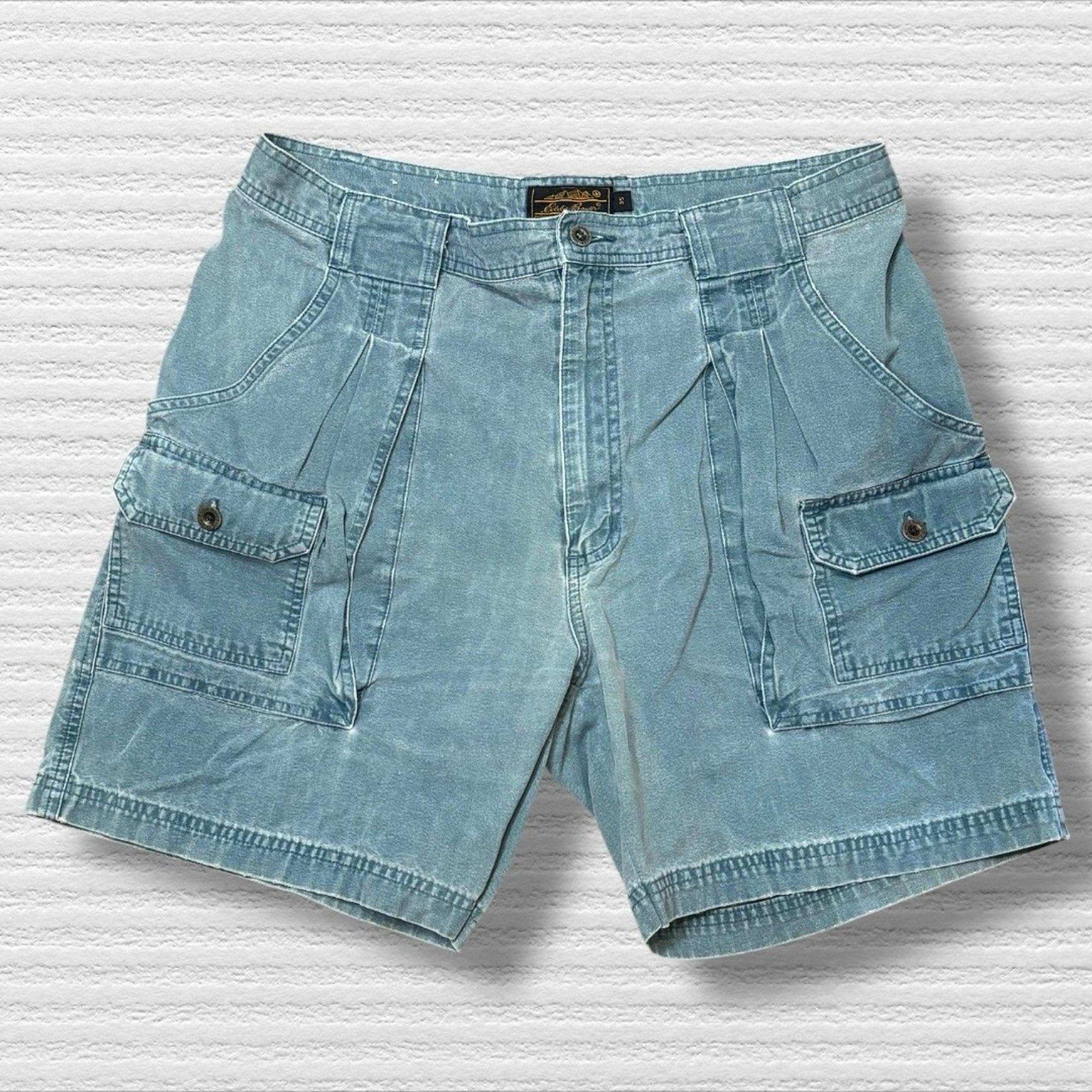 Vintage Eddie Bauer Dad Carpenter Distressed Green 80s 90s Shorts Sz 35 Gorpcore