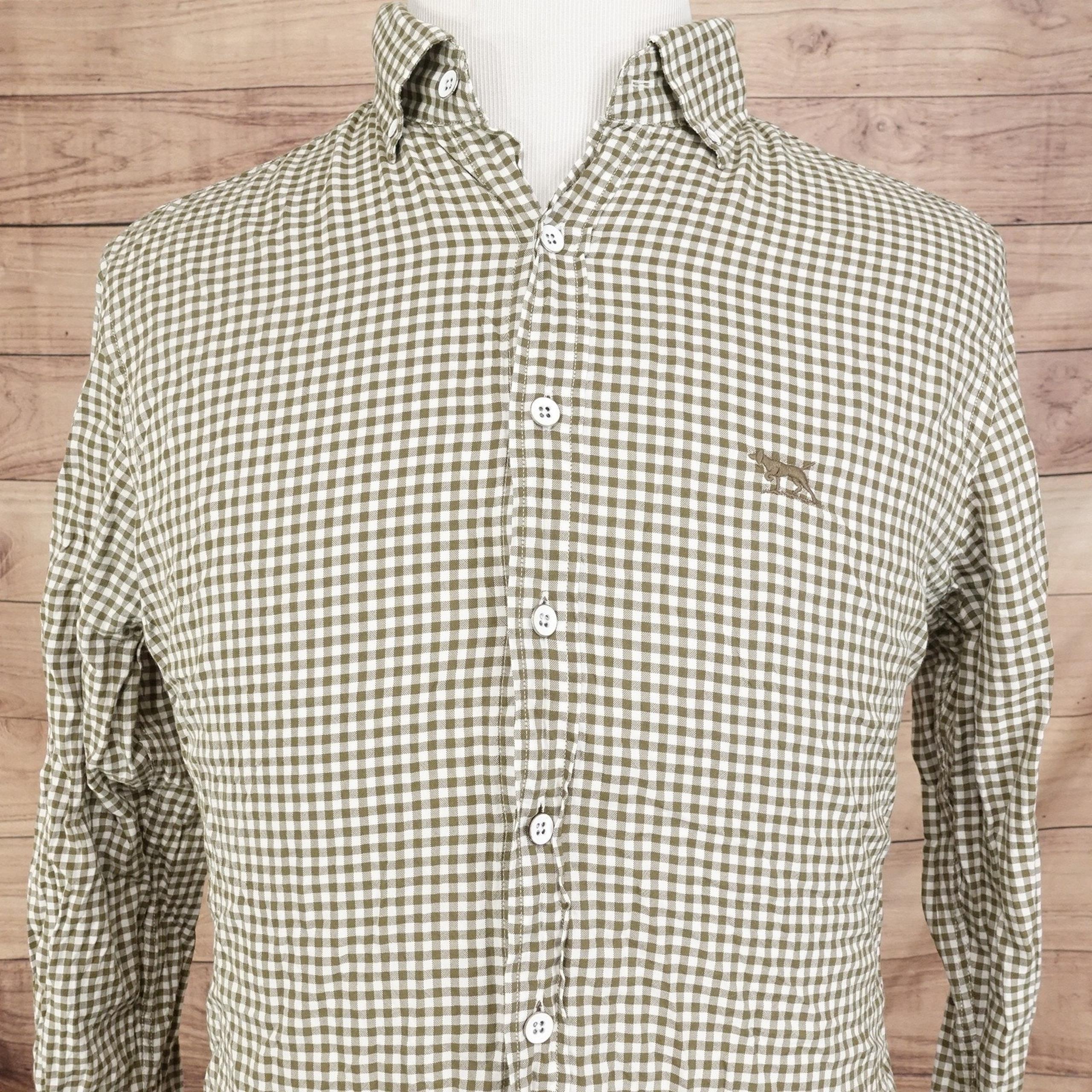Rodd & Gunn Shirt Mens Large Green White Gingham Check Button Down Sports Fit