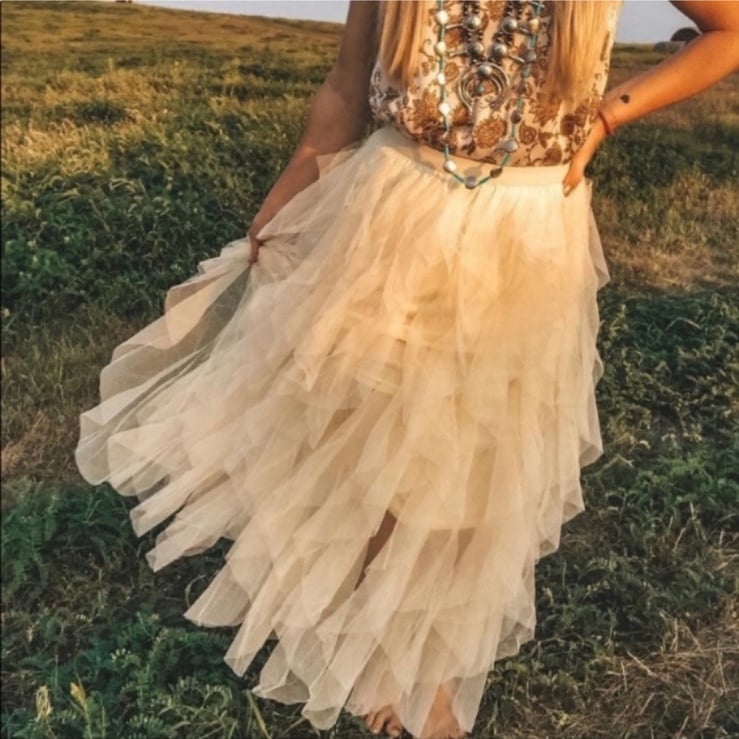 New Tiered Midi Evening Skirt