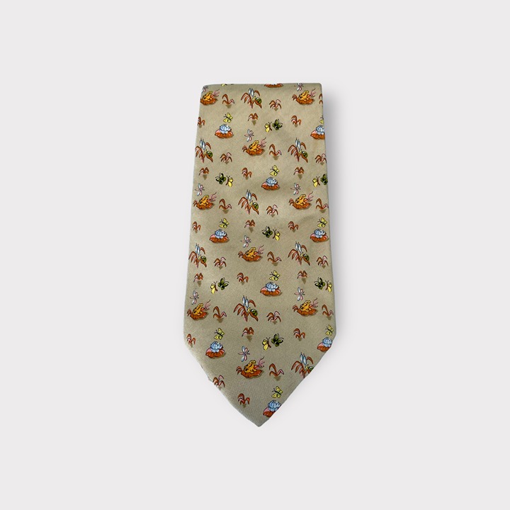 Salvatore Ferragamo Frog Ladybug Butterfly Printed Silk Tie