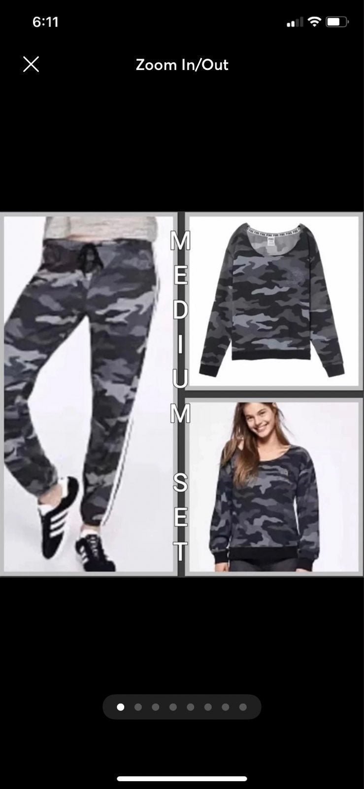 NWT VS PINK MEDIUM BLACK CAMO SET