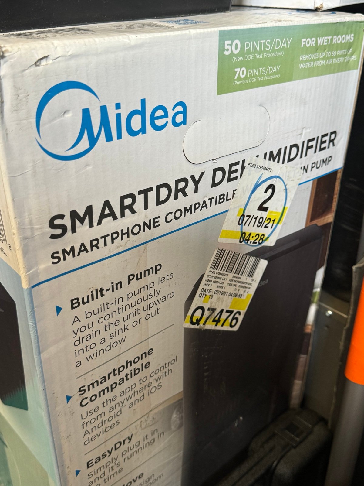 MIDEA 50-Pint Smart Access Dehumidifier with Built-in Pump