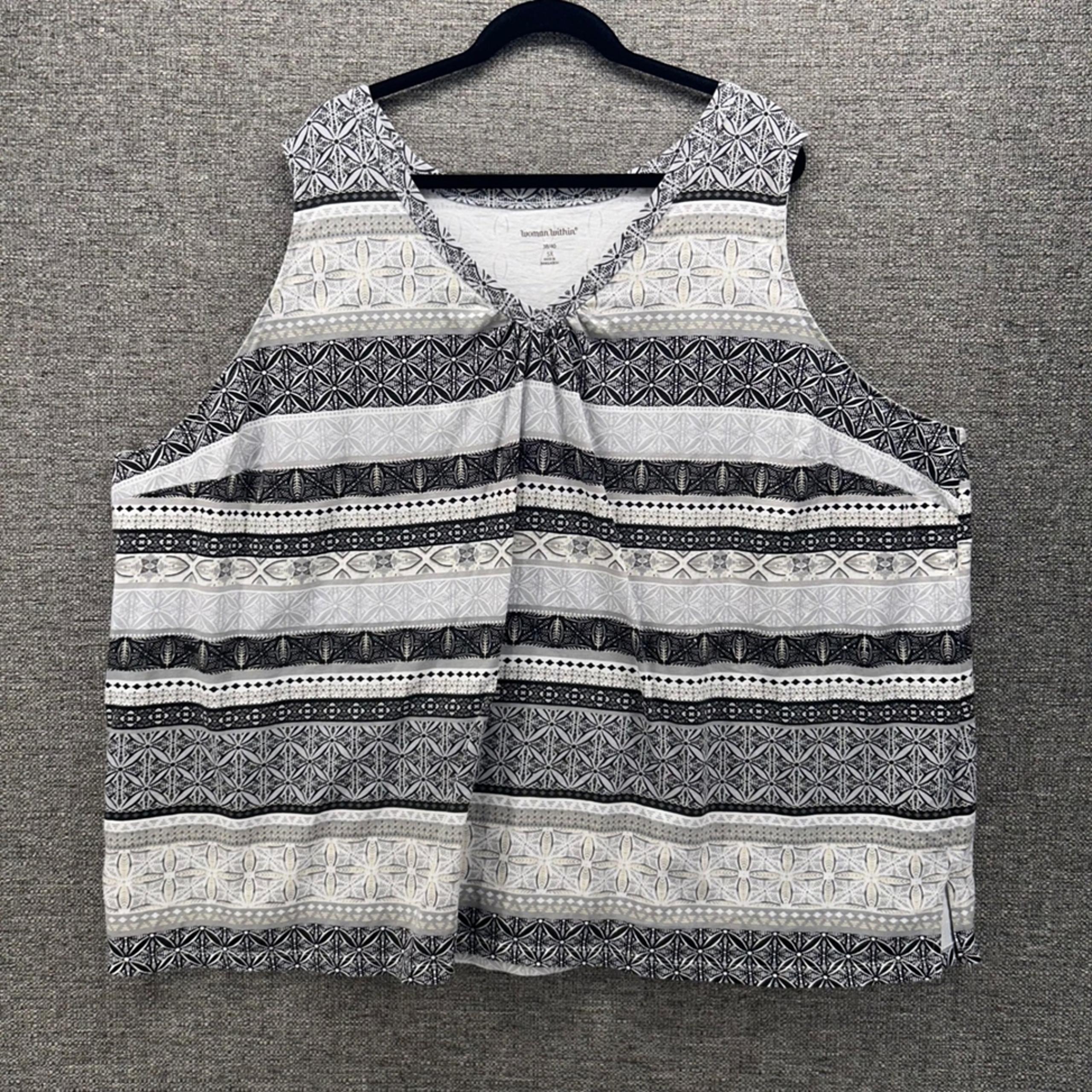 Woman Within Womans Blouse Size 5X Bohemian Boho Top Geometric Print Sleeveless