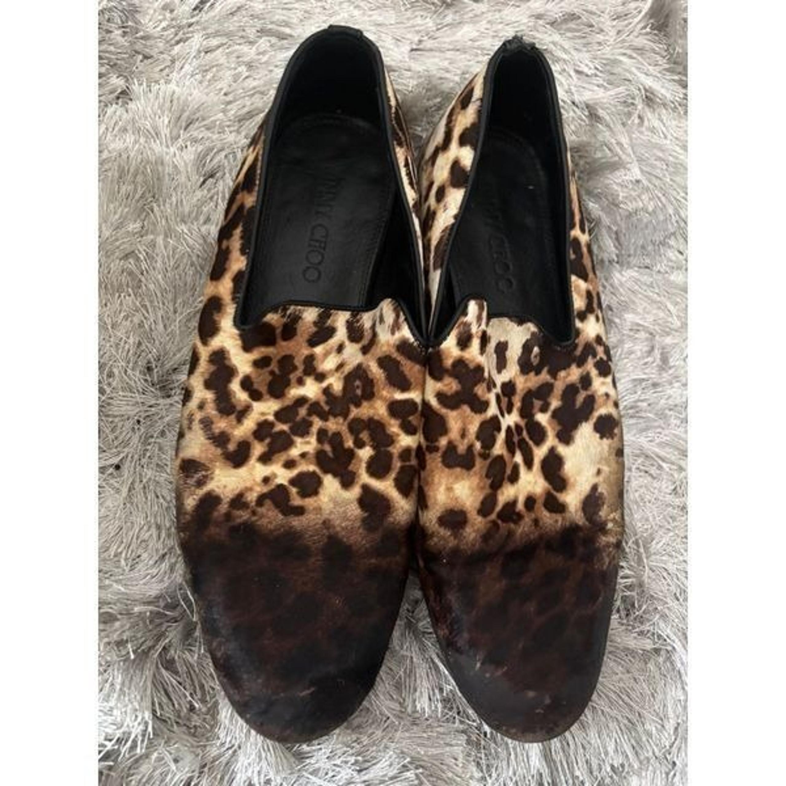 Ponyhair Slippers animal print dress shoes fur flats loafers slip ons - Jimmy Choo
