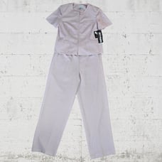90s Vintage Powder Pink Short Sleeve Deadstock Blazer Pant Suit Set Size 12