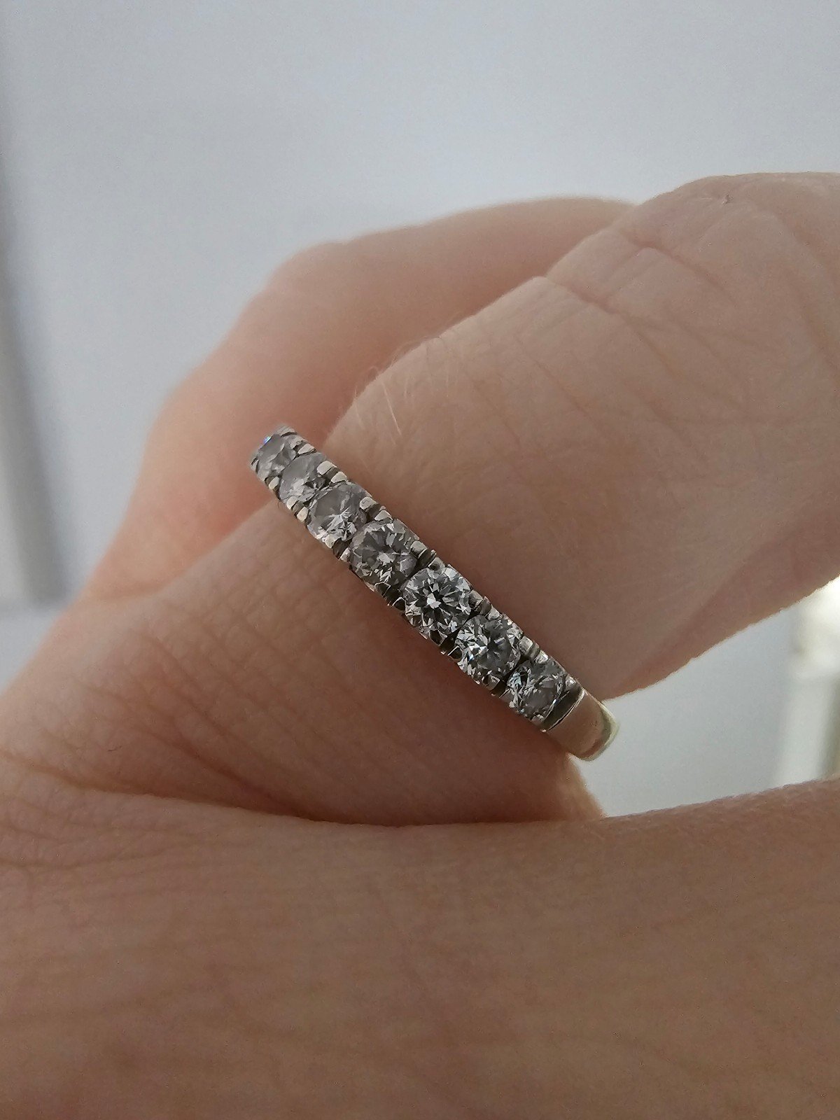 Real diamond and gold wedding band white gold semi eternity 1/2 carat 14k
