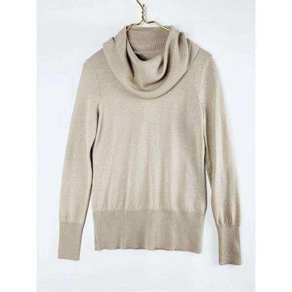 Trina Turk Women's Tan Merino Wool Cowl Neck Pullover Sweater Size Small