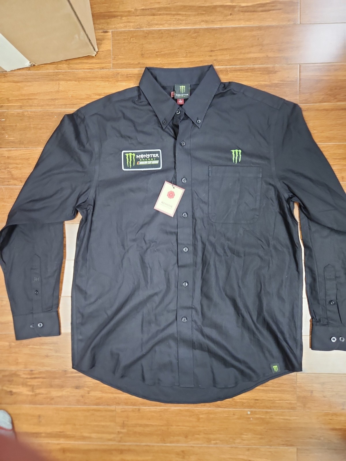 Men's Black Monster Energy NASCAR Cup Series Long Sleeve Shirt L Red House NWT