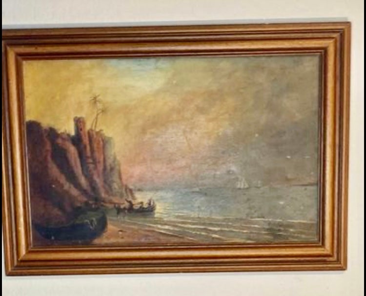 Antique Painting French Oil on Canvas Signed “Henriette Gudin” Maritime 1800s