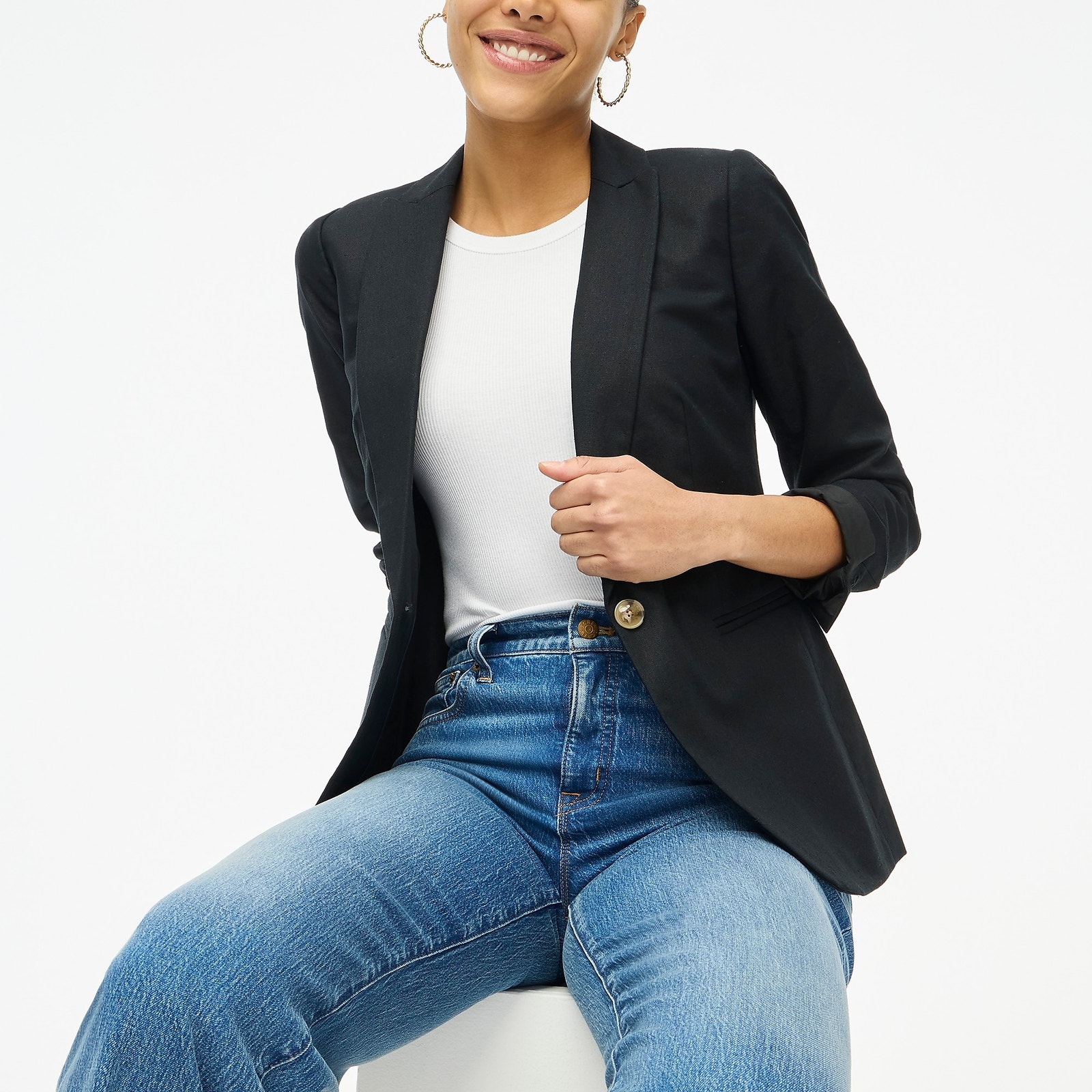 J.Crew Factory Linen-blend one-button blazer P8