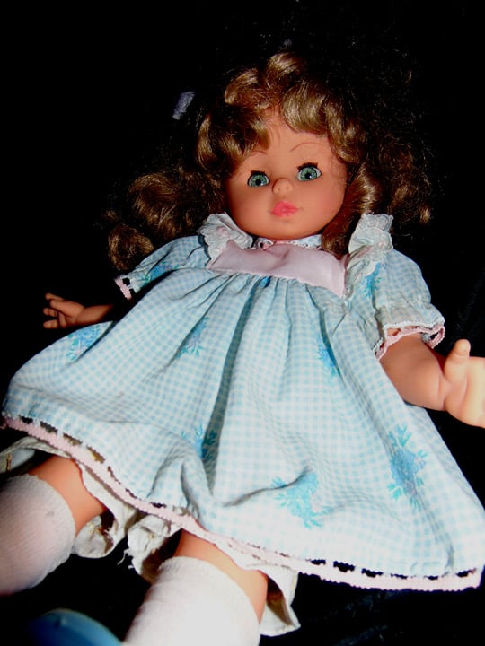 Vtntage FURGA Italy Blonde Baby Doll 18 Italy Collectible blue dress shoes NOS