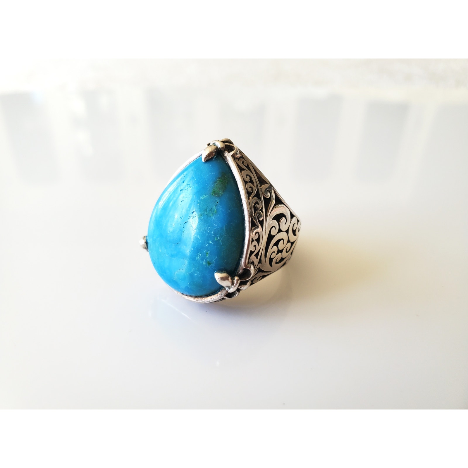 Lois Hill Sterling Silver Turquoise Scroll Ring