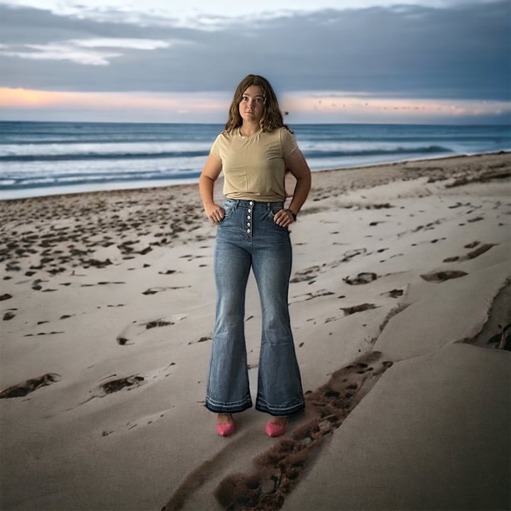 Blue Light Wash High Waisted Bell Bottom Jeans