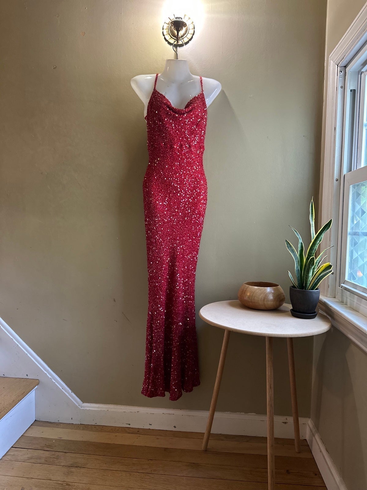 Vintage Red Beaded Scala Gown