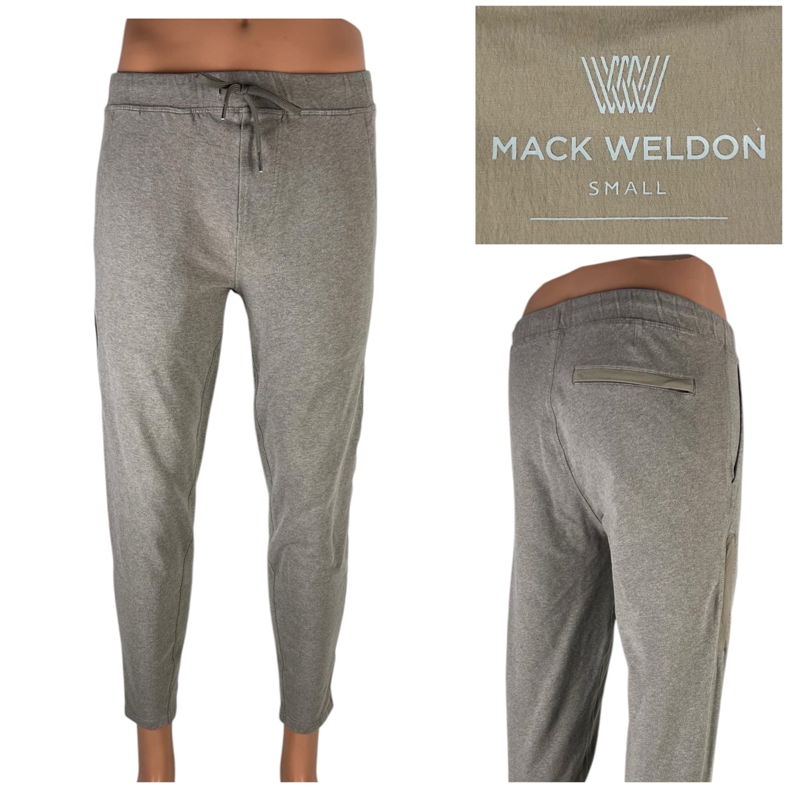 Mack Weldon Mens Small Joggers Sweatpants Brown Tan Knit ACE Cotton Blend Casual