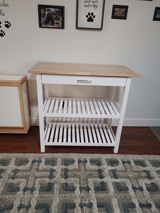 NEW Kitchen Island, Natural & White, 40 W, Solid Hardwood Top