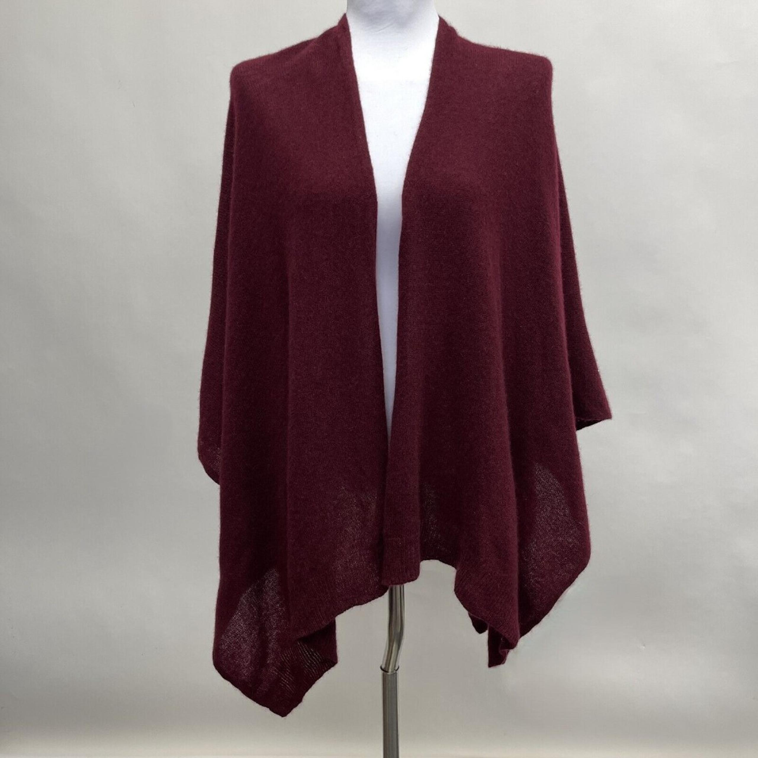 Charter Club Luxury Poncho Shawl Sweater One Size 100% Cashmere Burgundy Red