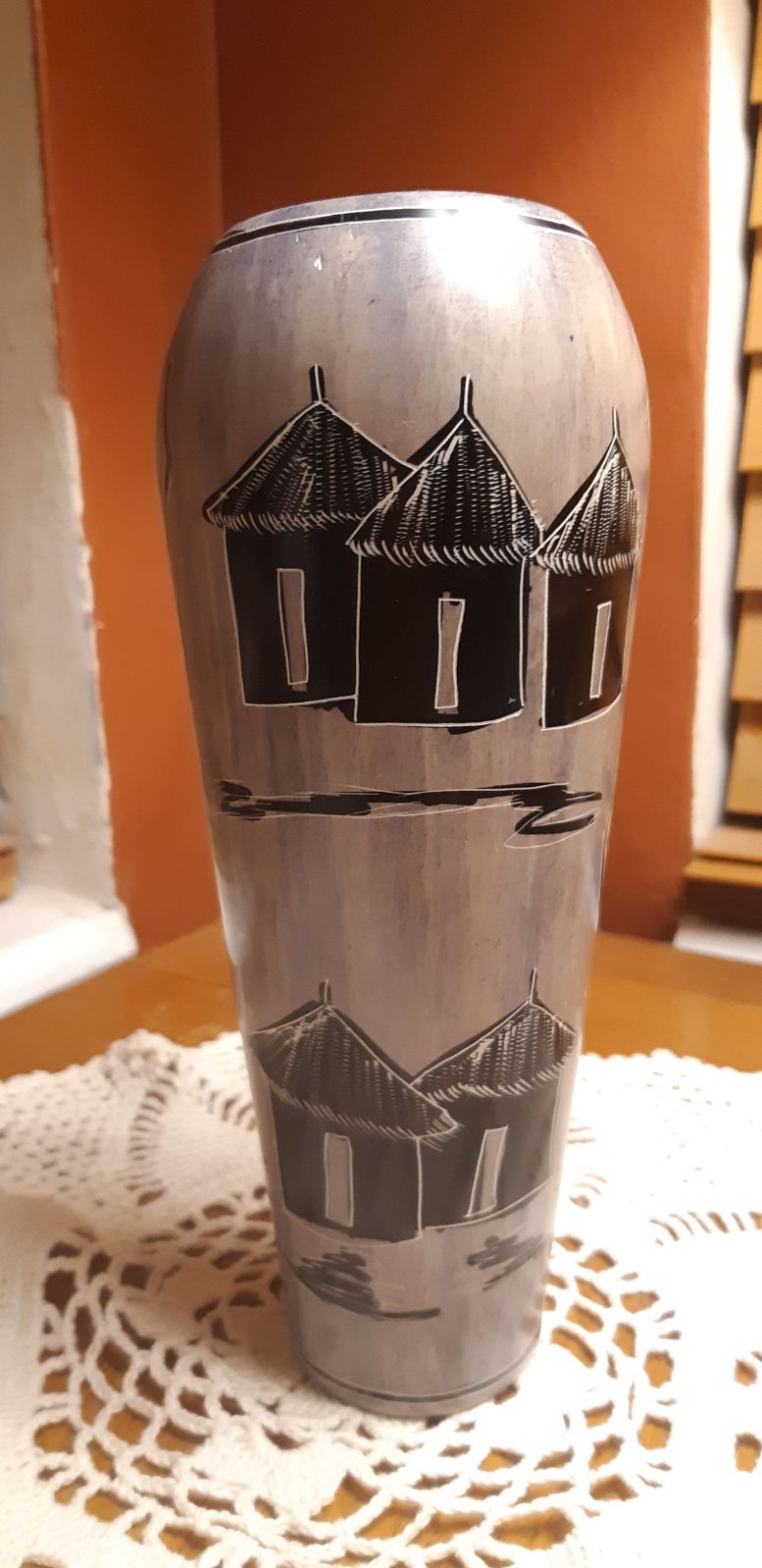 VINTAGE HANDMADE STONE VASE.