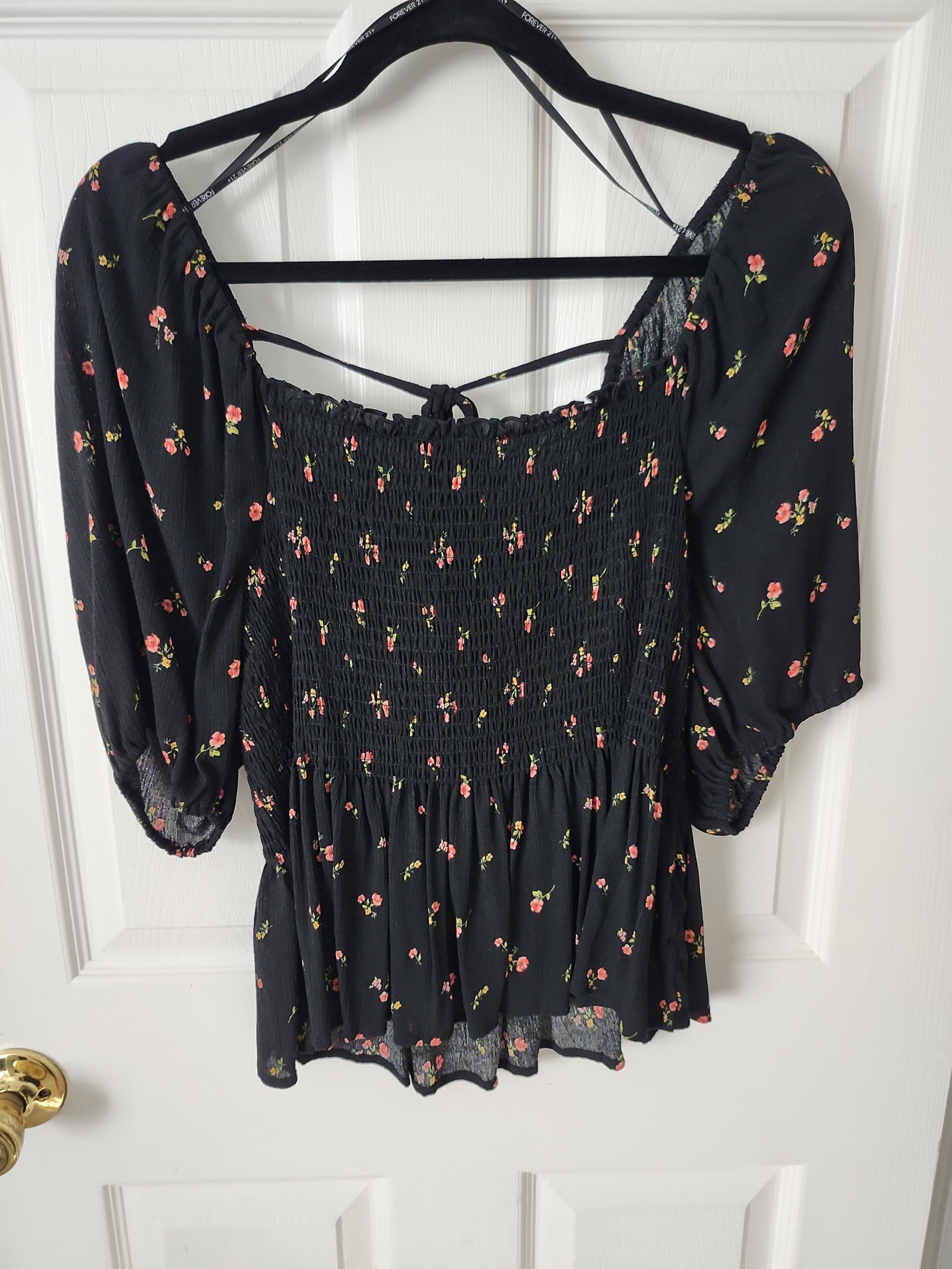 NEW Black peplum blouse boho style