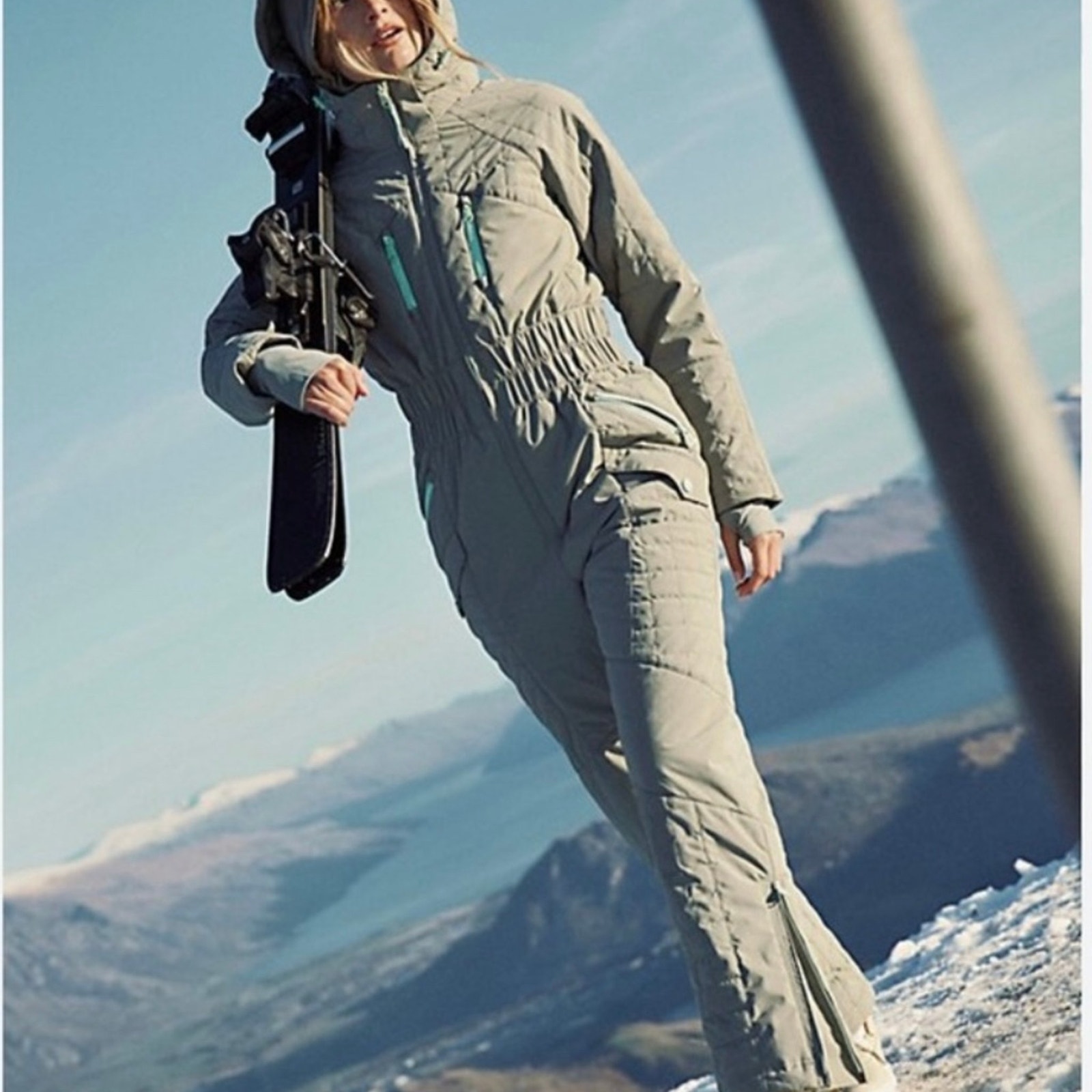 Free People Movement All Prepped Ski Suit Large NWT 548 Greyed Olive