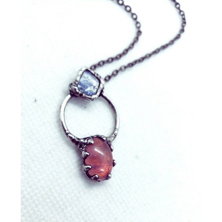 Kyanite and amethyst crystal Necklace