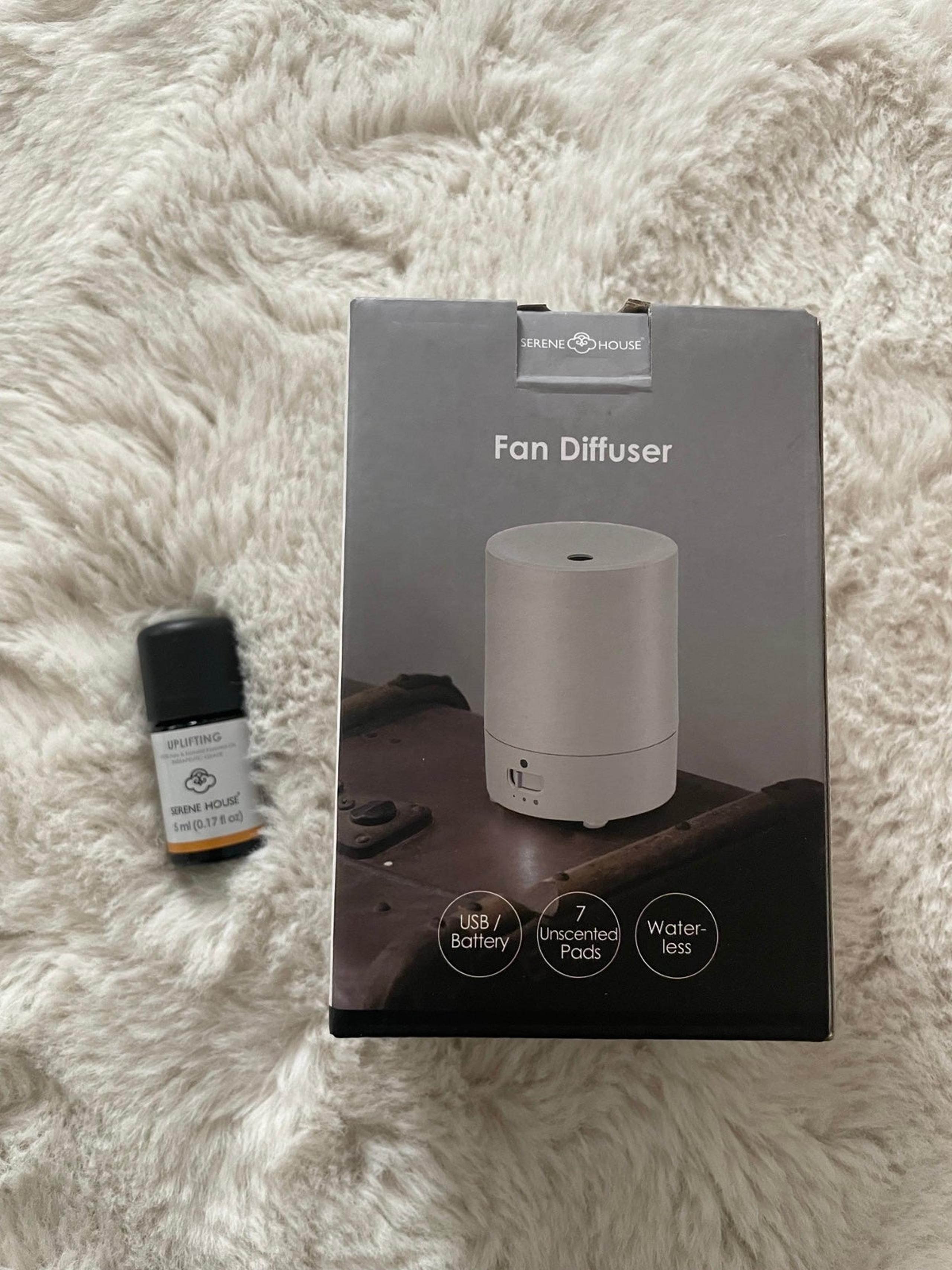 NIB Serene House Fan Diffuser and Essential Oil
