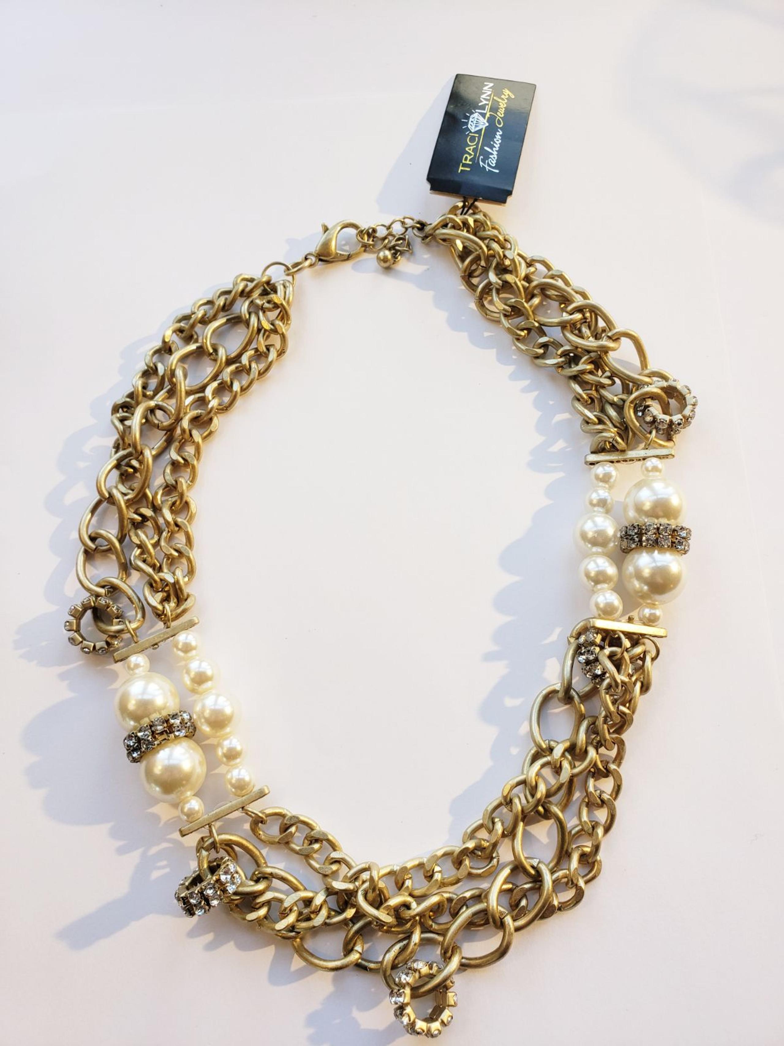 Traci Lynn Chunky Gold Bead Necklace New