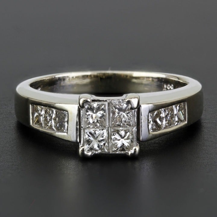 14k White Gold Princess-Cut Diamond Anniversary / Engagement / Cocktail Ring