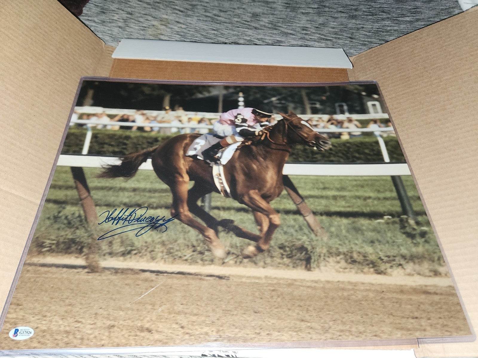 Pincay Jr. Autographed blown up photo