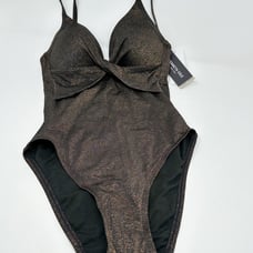 Kenneth Cole New York Metallic Twist Front One Piece Swimsuit NWT