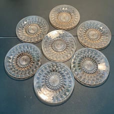 Jeannette Vintage 1936 To 1946 7 Snack Plates Windsor Diamond Pink Depression