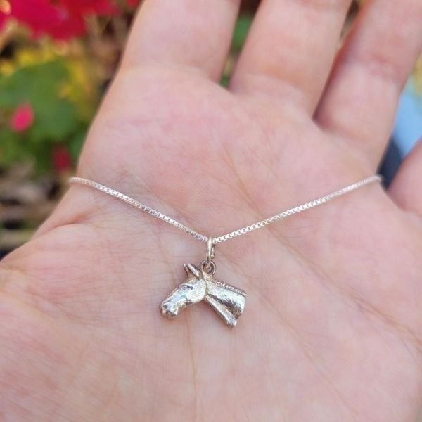 Vintage Solid 925 Sterling Silver Dainty Horse Necklace