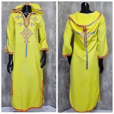 Vintage 60s Glenn Mark Moroccan Embellished Hooded Tunic Dress Festival Costume