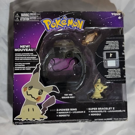 NEW Pokémon Z Power Ring Super Bracelet Ultra Sun Moon Tomy Mimikyu Figure