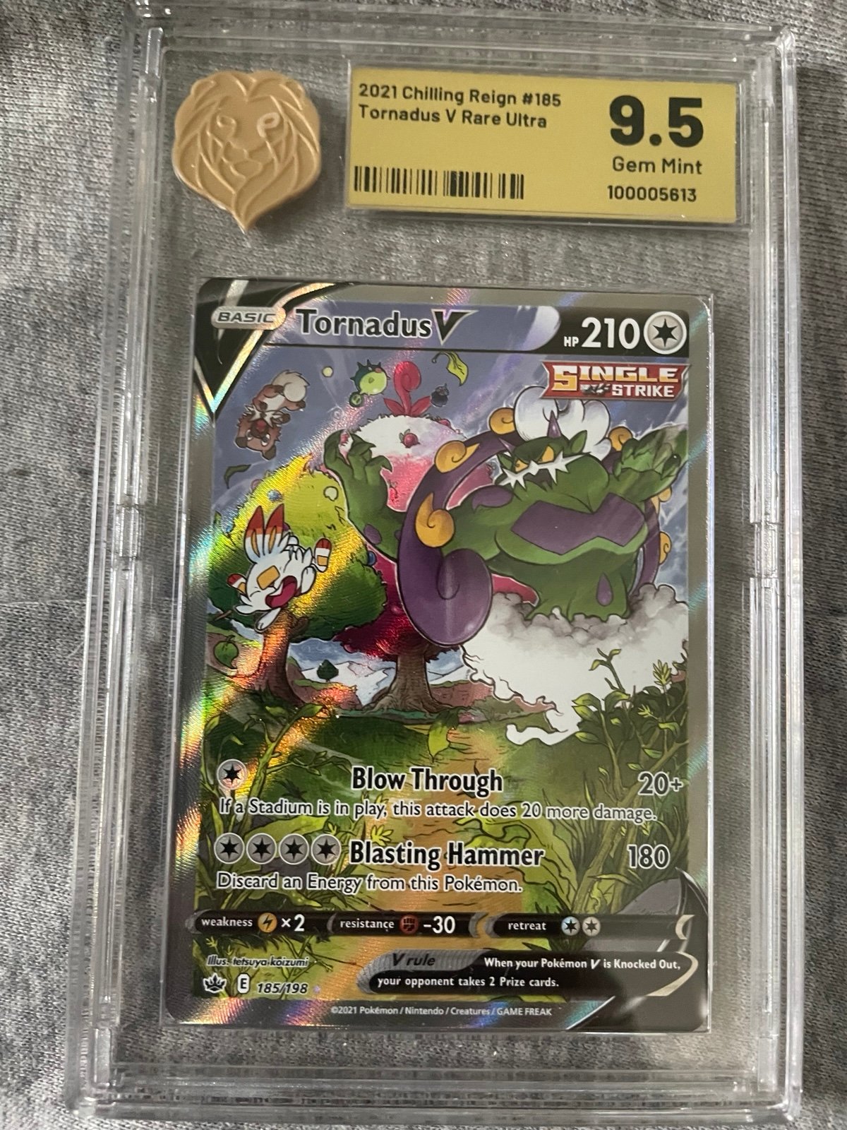 Pokemon Tornadus V alt art chilling reign Gem Mint 9.5