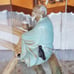 Vintage Shiwan Pottery Figurine Of Chinese Mudman Drinking Tea & Tabletop Panel